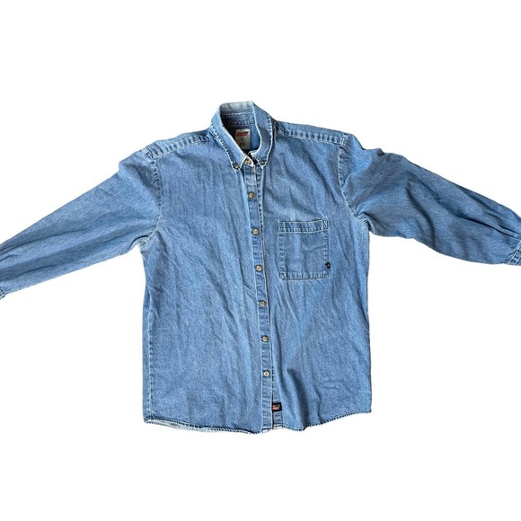 Vintage Dickies Oversized Jean Button Down Shirt Size Large - Picture 2 of 12